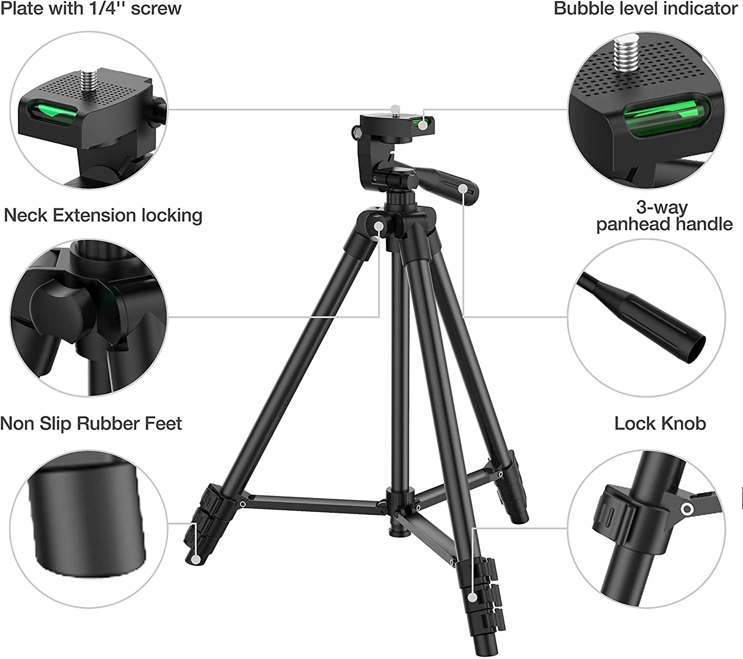 Sensyne 10'' Ring Light with 50'' Extendable Tripod Stand, LED Circle Lights with Phone Holder