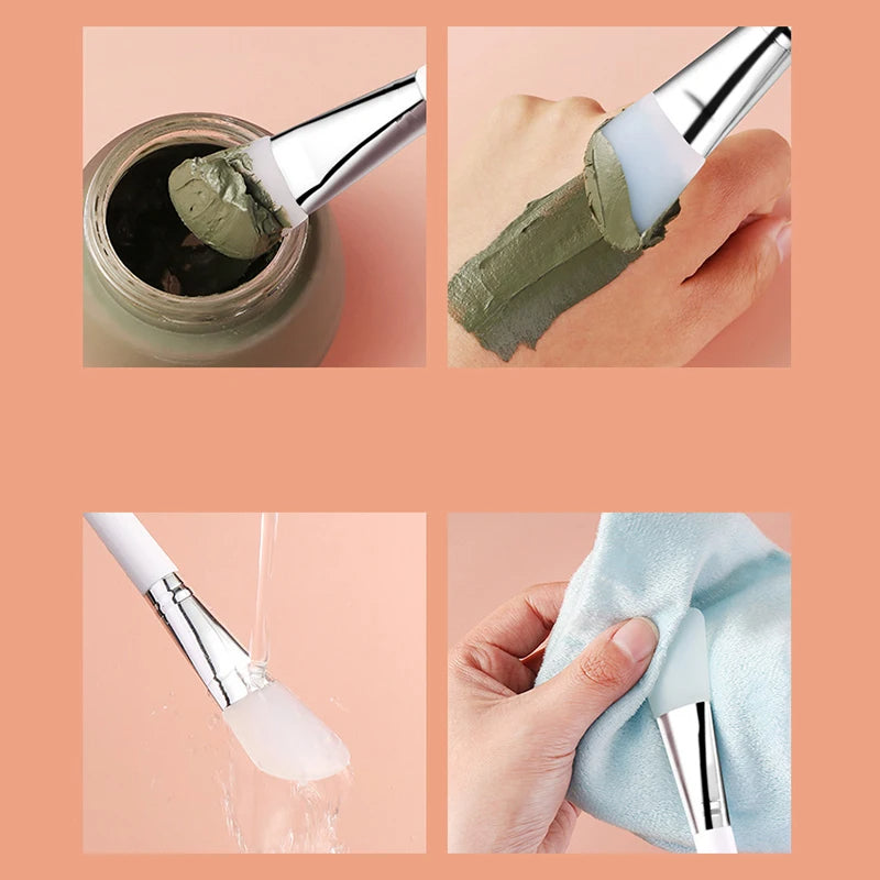 Silken Touch: Professional White Silicone Facial Mask Brush