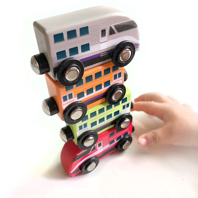 4pcs Wooden train magnetic link can be connected to wooden train set track toy