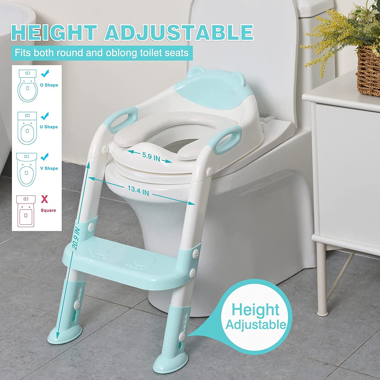 Adjustable Ladder Infant Baby Toilet Training Folding Seat