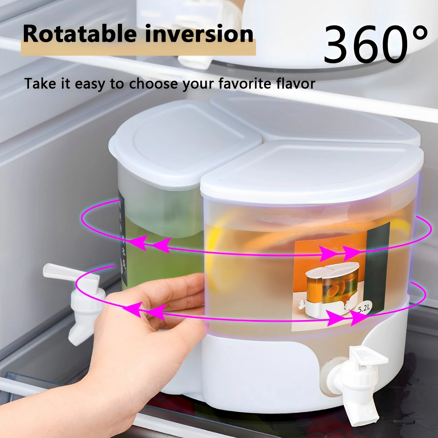 5.1L Drink Dispenser With Leakproof Faucet 360° Rotatable Juice Jug