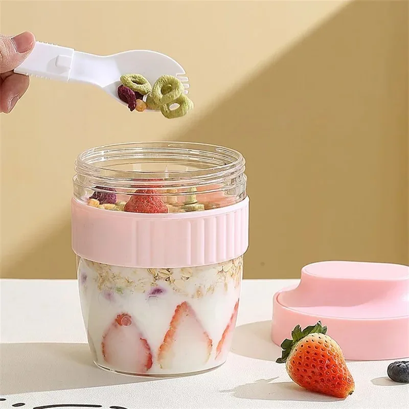 480/570ml Breakfast Cup Portable Oatmeal Cereal Nut Yogurt Salad