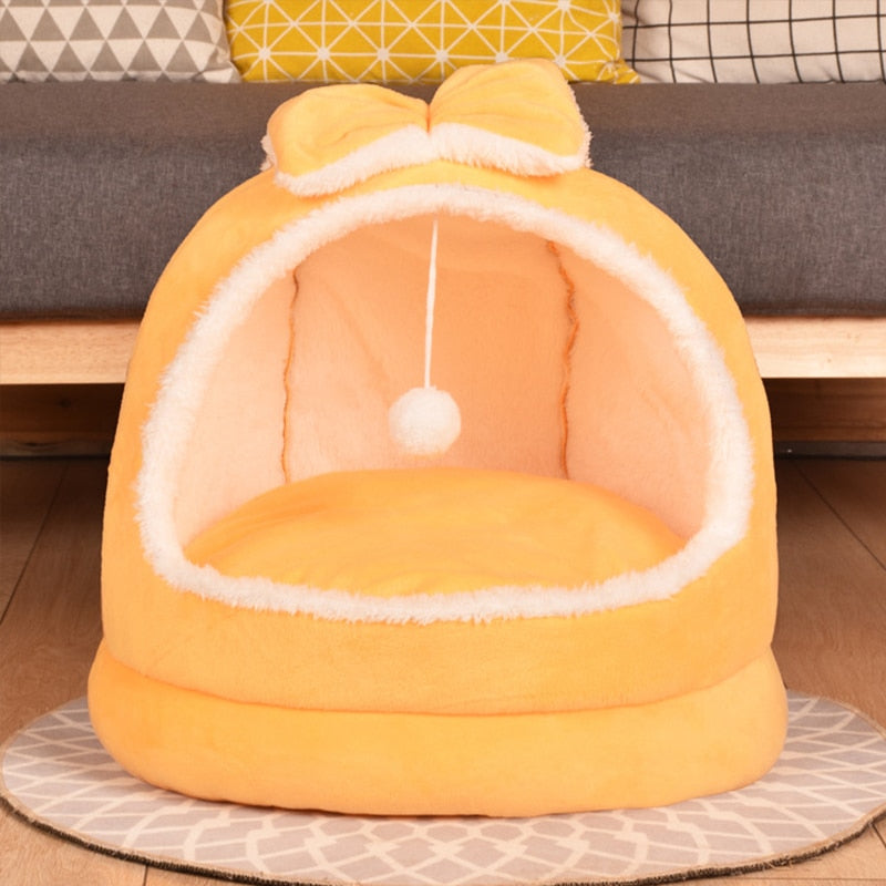 Cute Winter Cat Bed Semi-Enclosed For Cats