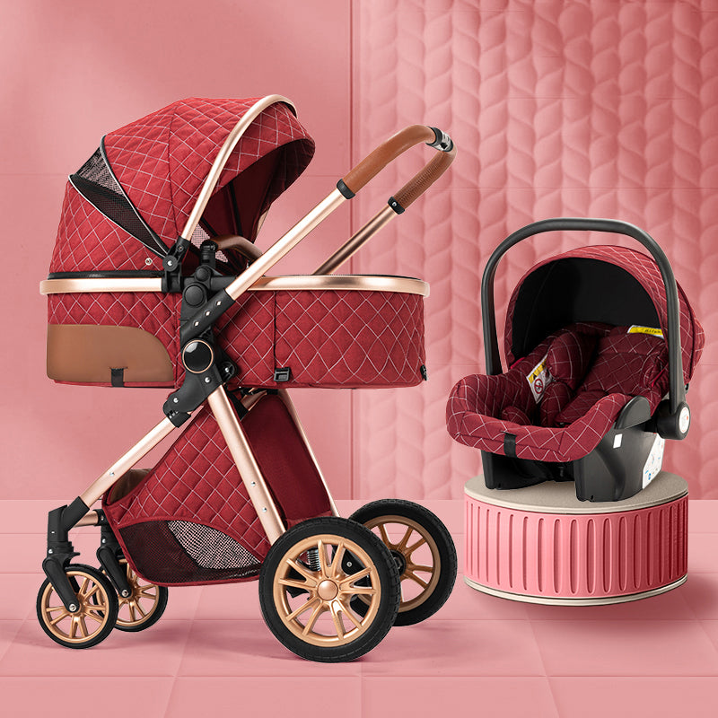 Luxury Baby Stroller with 3 in 1 High Landscape Baby Cart Can Sit