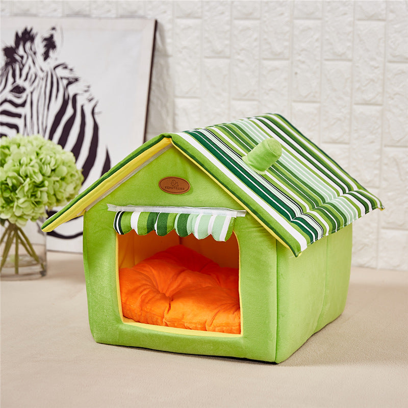 Soft Indoor Pet Dog House & Removable Cover Mat