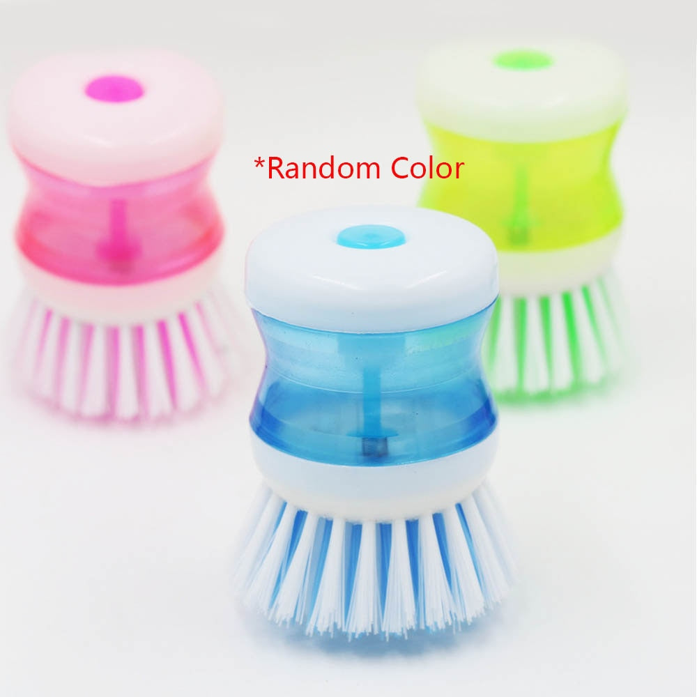 Liquid Soap Dispenser Plastic Pot Dish Cleaning Brush