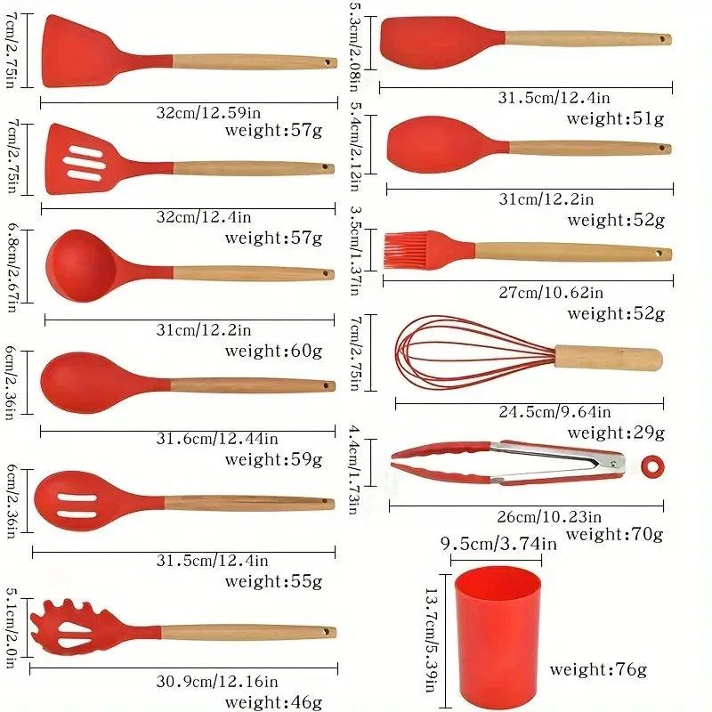 WoodenTouch Silicone Cooking Utensils Set: Stylish and Practical Kitchen Tools