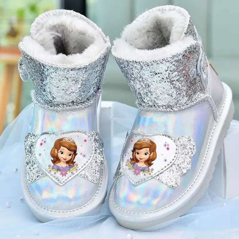 Genuine Leather Waterproof Disney Girls' Snow Boots