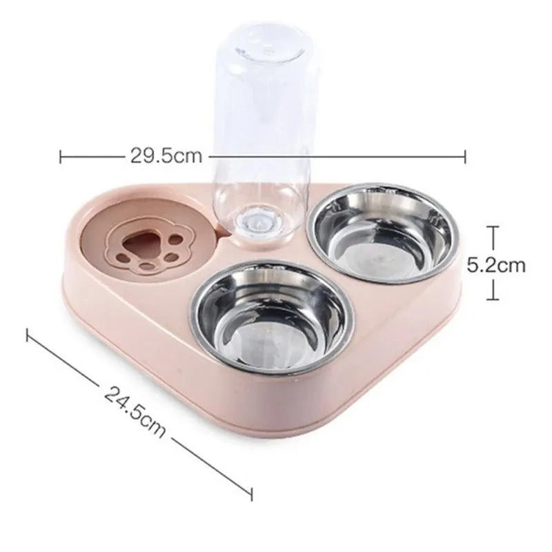 3In1 Pet Food Feeder Bowl with Automatic Drinking Bottle