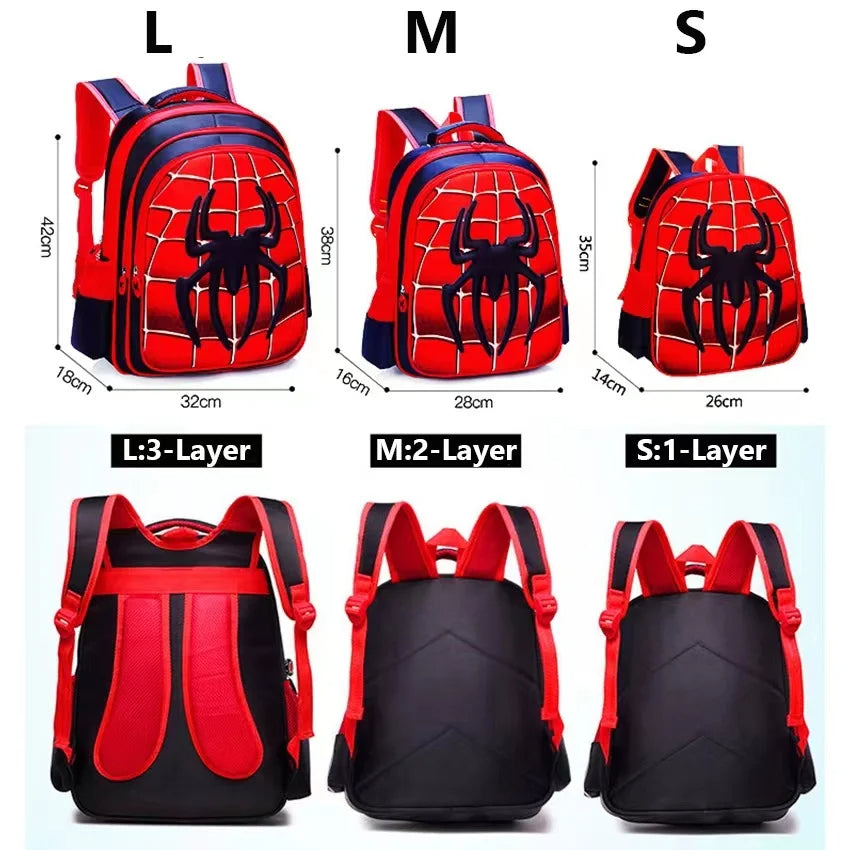 SpideySidekick 3D Cartoon Spider Schoolbag Set: Adorable Backpack Set for Boys