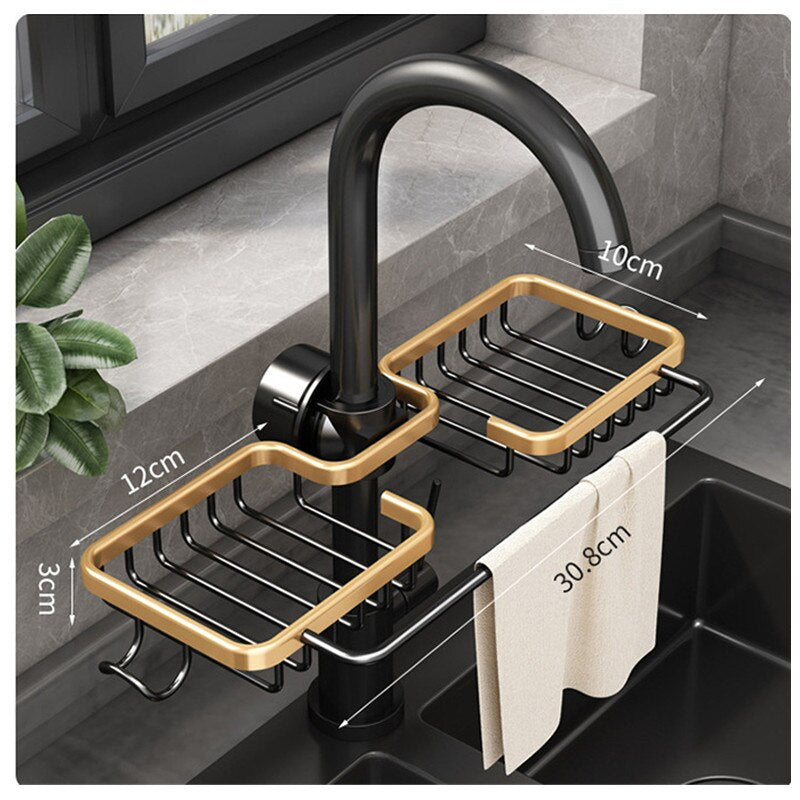 Aluminum Kitchen Sink Shelf Sponge Storage Rack