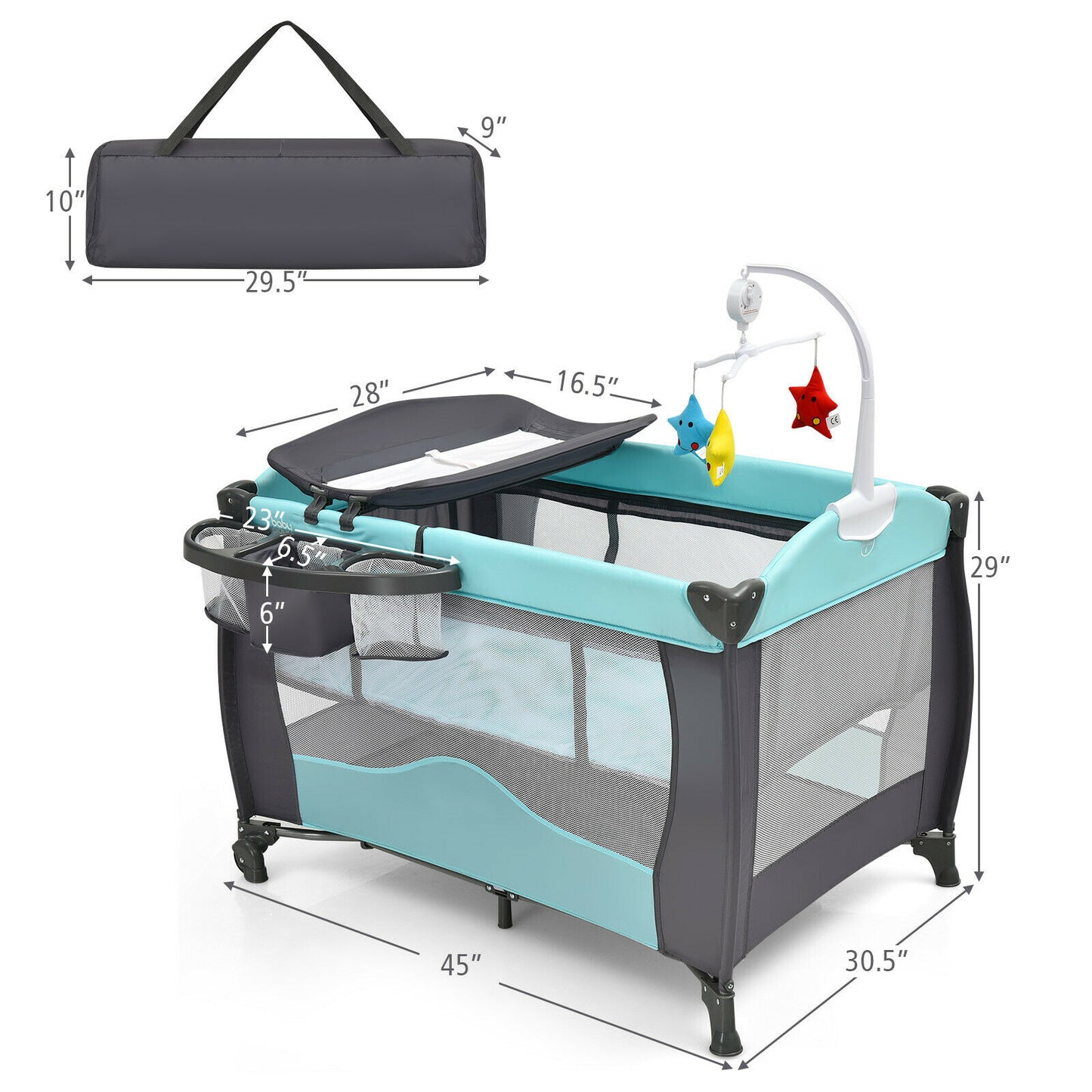 3 in 1 Baby Playard Portable Infant Nursery Center