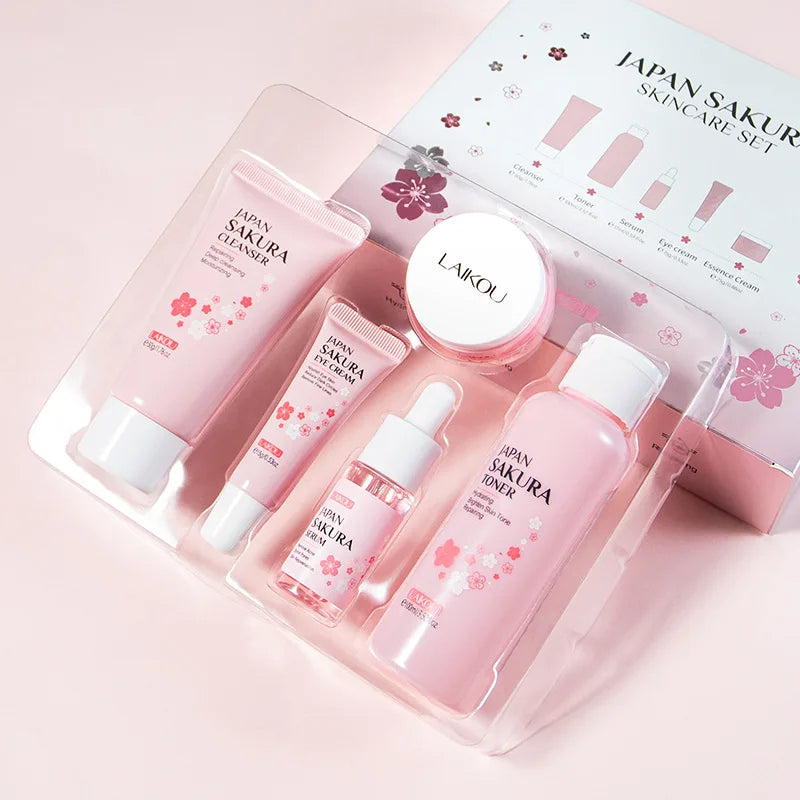 Face skin care set cleanser sakura essence cream