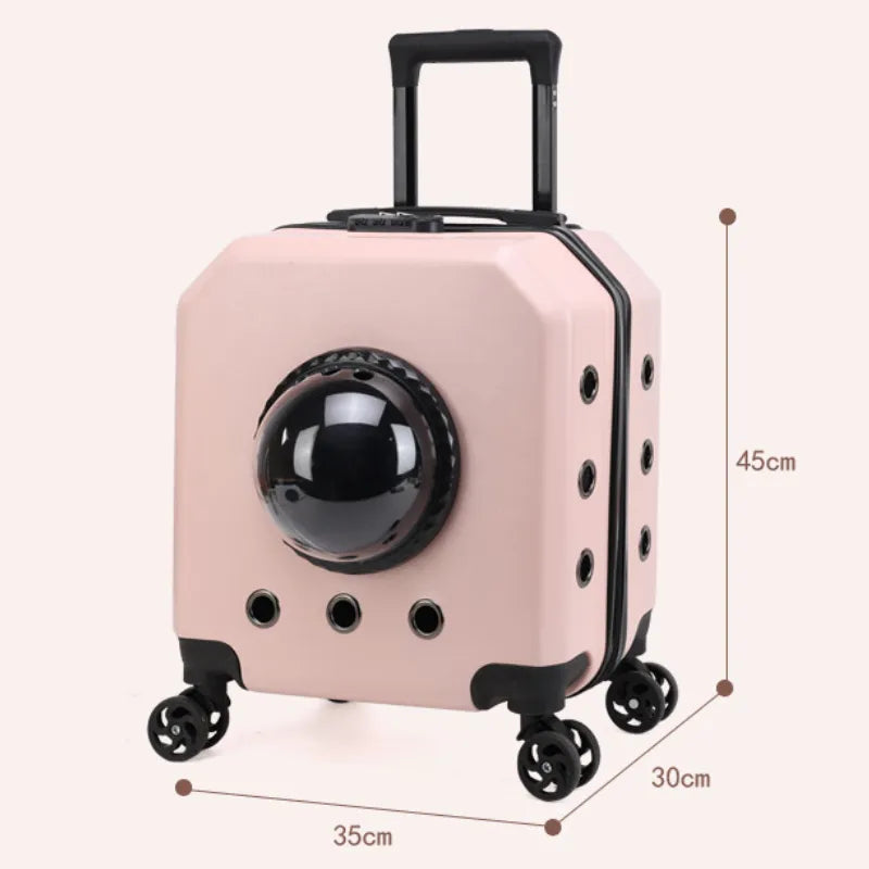 Cat Carrier Transparent Capsule Pet Travel Trolley