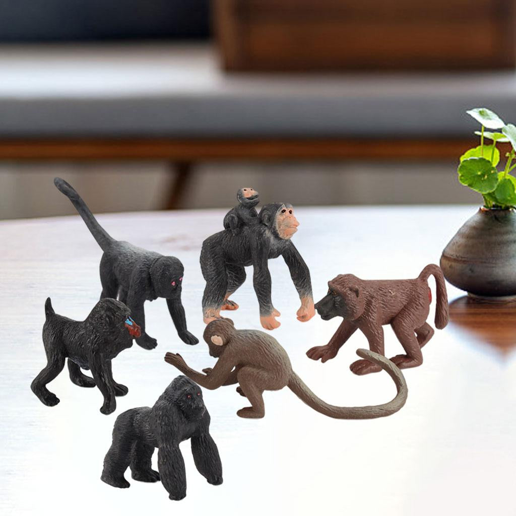 Tabletop Decoration Miniature Creatures Action Monkey Figures for Ages 3+