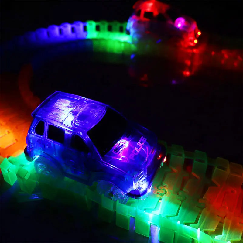 Magical Track Racing Cars With Colored Lights