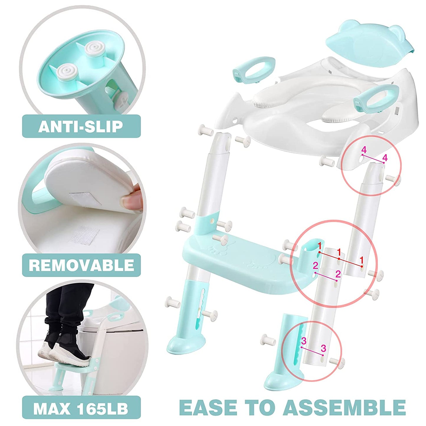 Adjustable Ladder Infant Baby Toilet Training Folding Seat