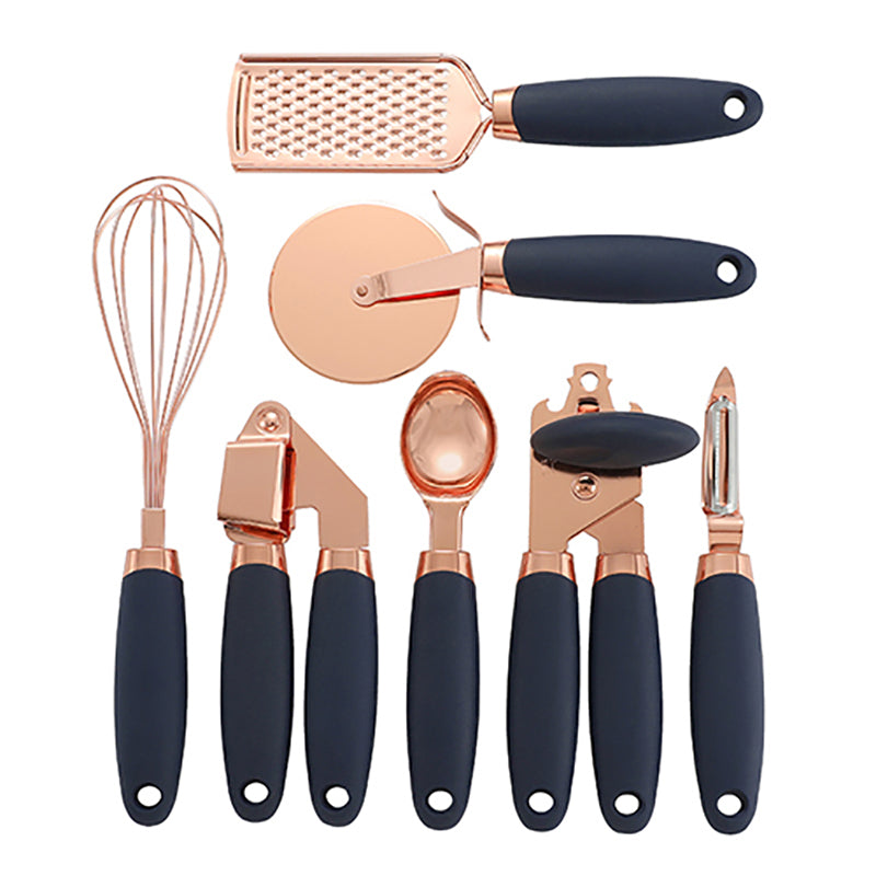 4-7PCS Rose Gold Garlic Press Pizza Cutter Kitchen Gadget Set