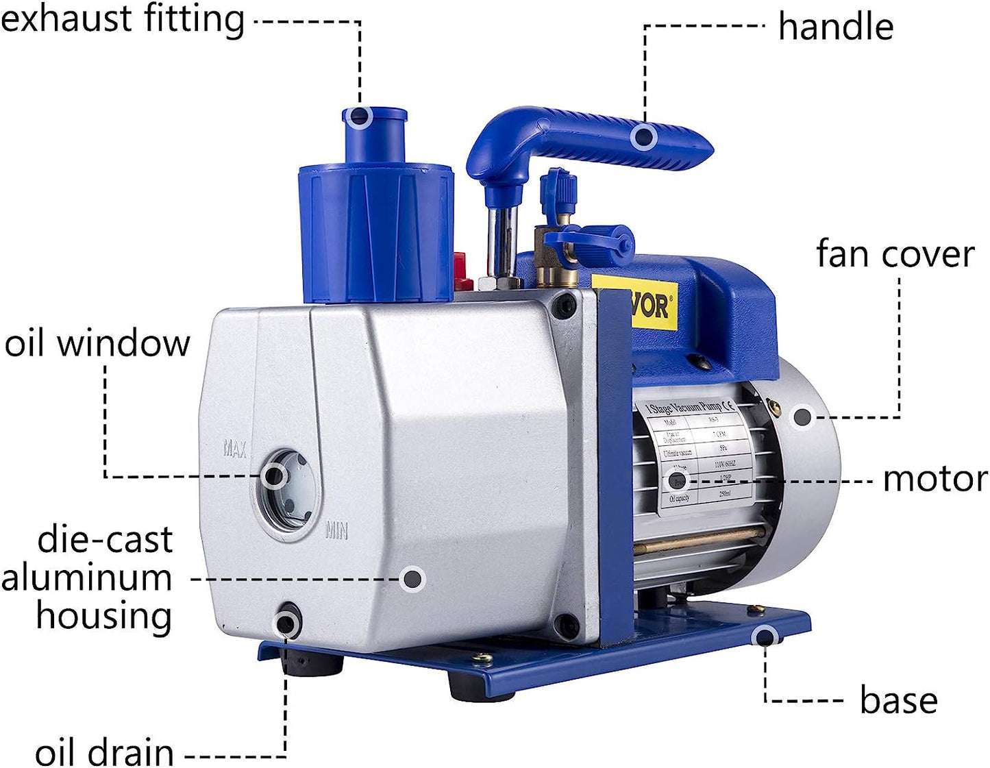 Mophorn Vacuum Pump 7 CFM 1/2 HP Single Stage Air Conditioning Vacuum Pump