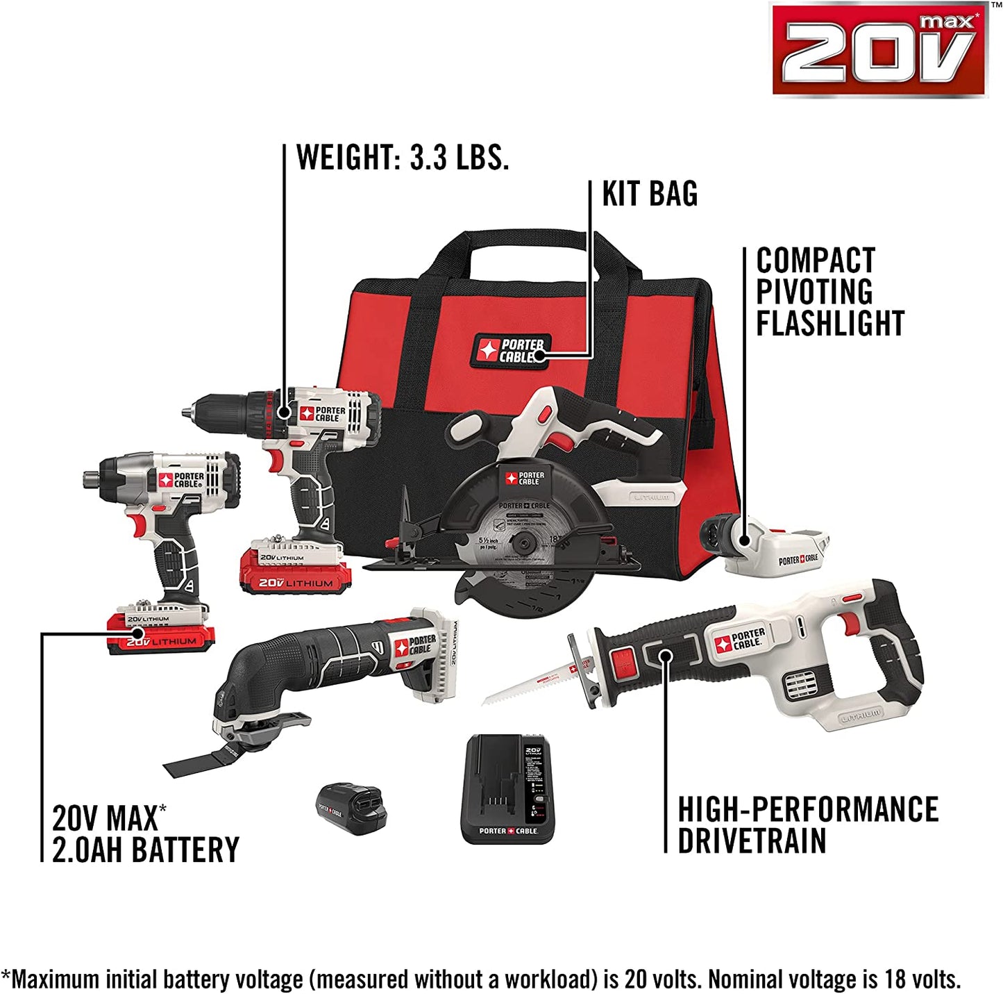 PORTER-CABLE 20V MAX* Cordless Drill Combo Kit