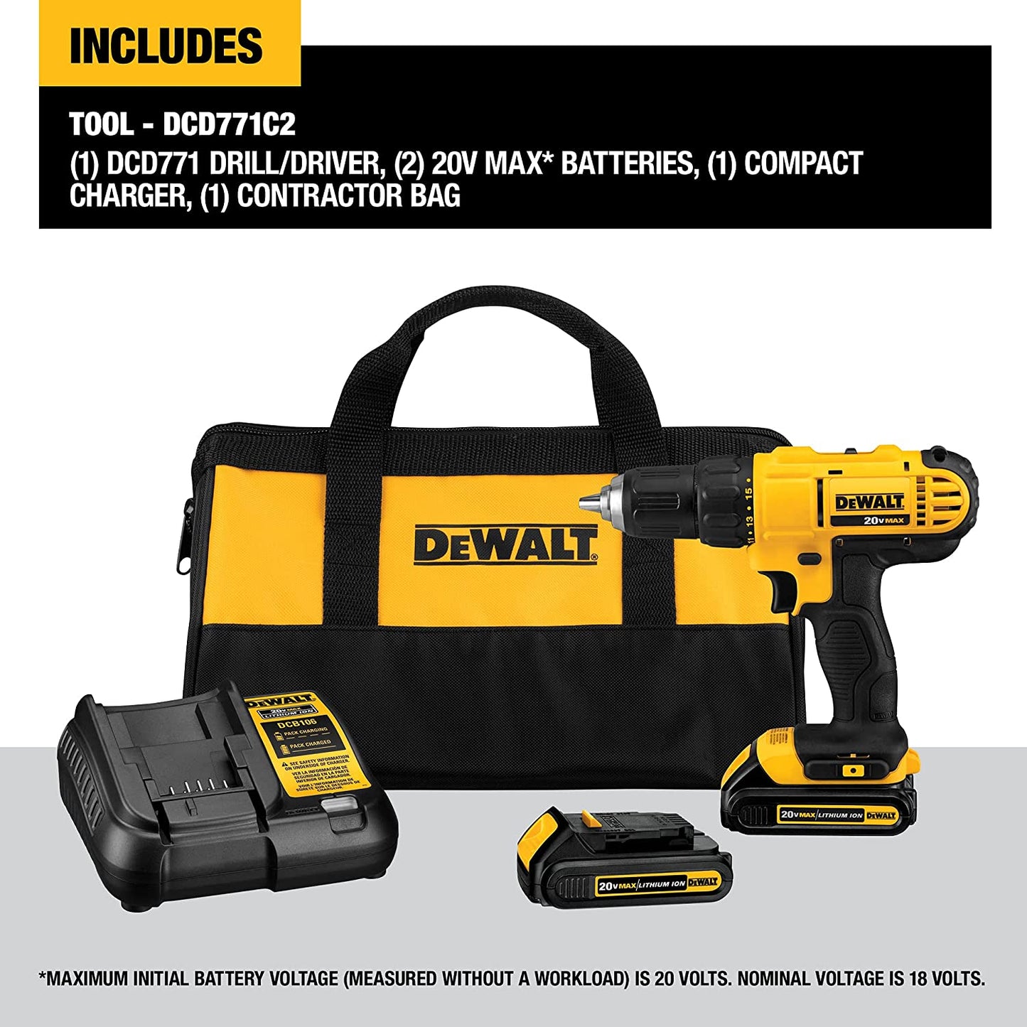 DEWALT 20V Max Cordless Drill / Driver Ki