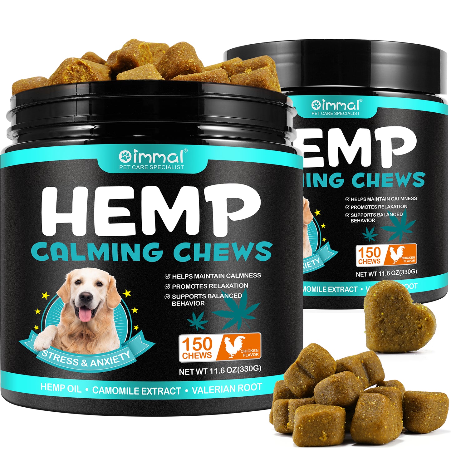 Soft Chews Chicken Flavor Hemp Calming Dog Chews Relief Stress