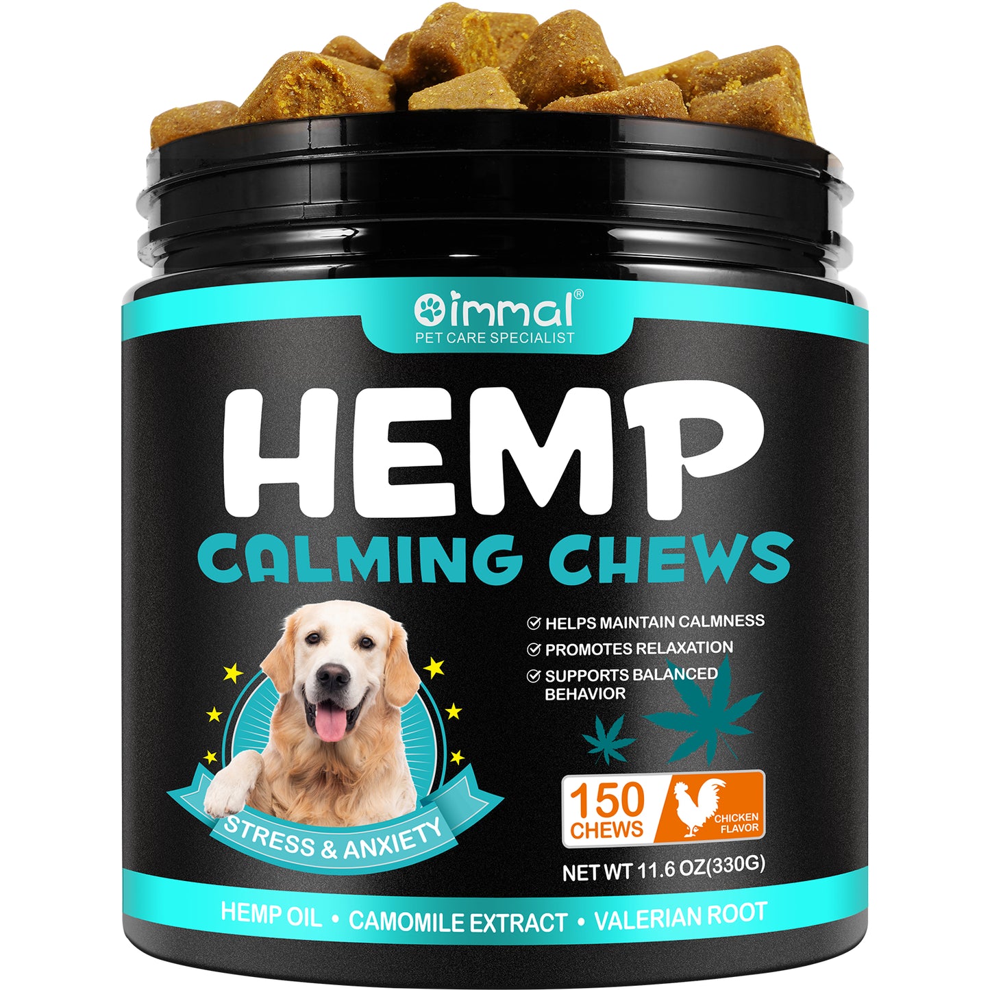 Soft Chews Chicken Flavor Hemp Calming Dog Chews Relief Stress