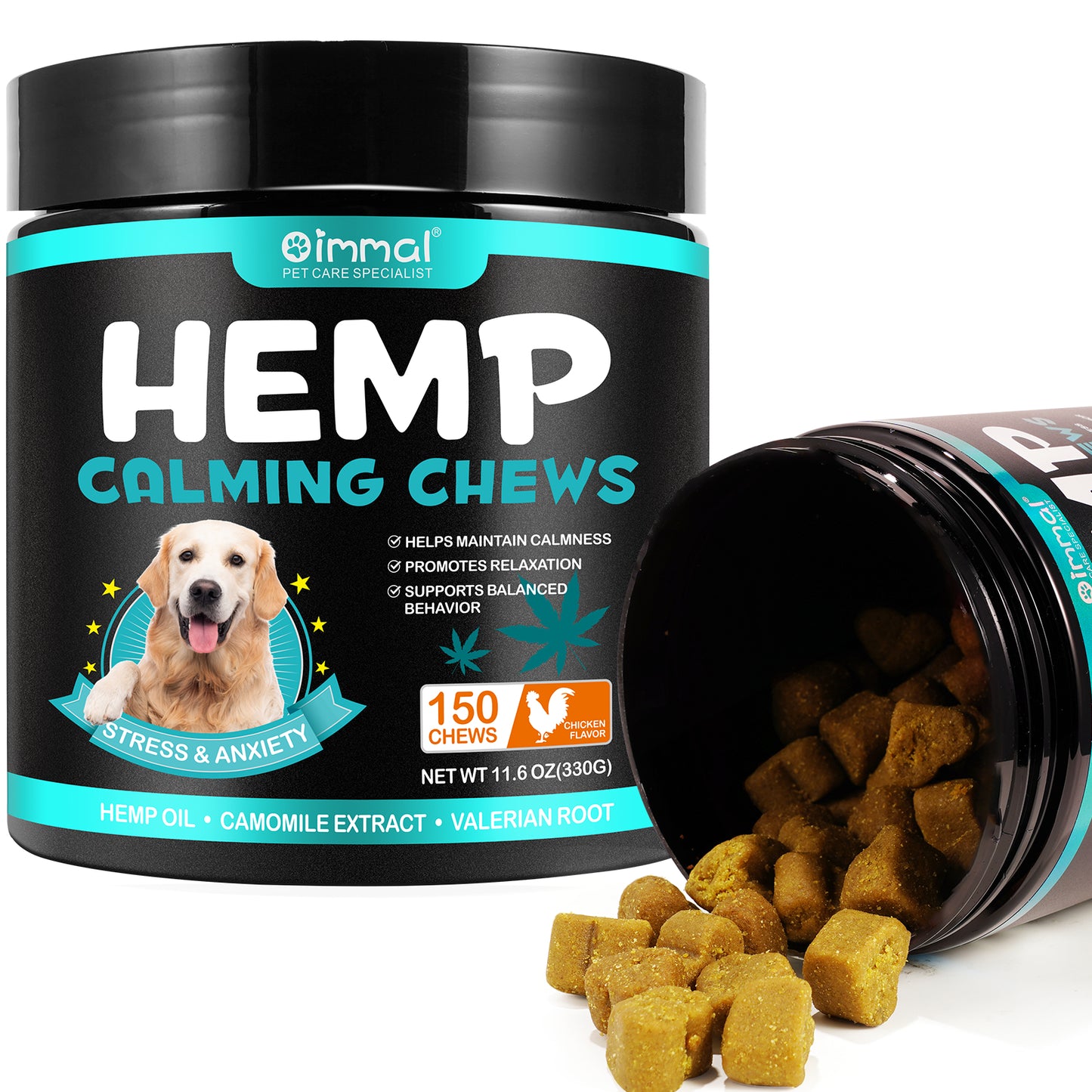 Soft Chews Chicken Flavor Hemp Calming Dog Chews Relief Stress