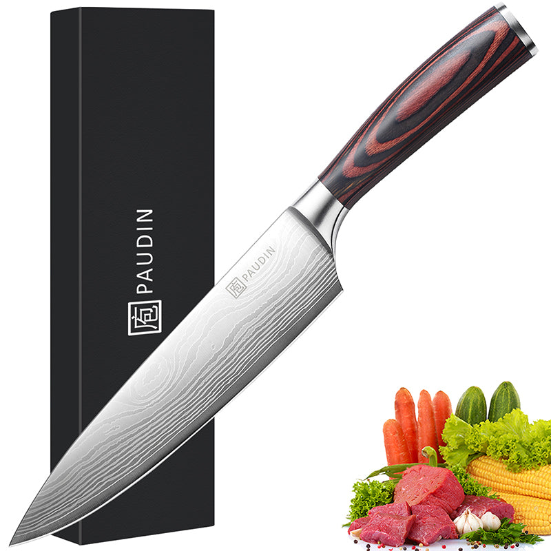 AMZ Best Seller 8 inch Pakkawood Handle Stainless Steel