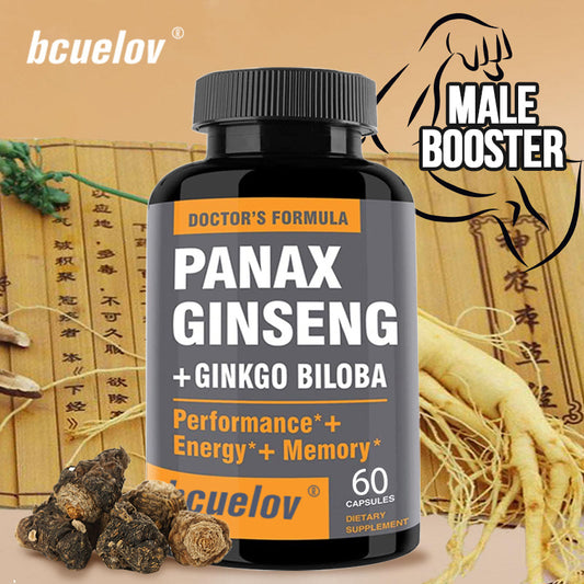 Organic Korean Ginseng + Ginkgo Biloba Vegetarian Capsule Supplement