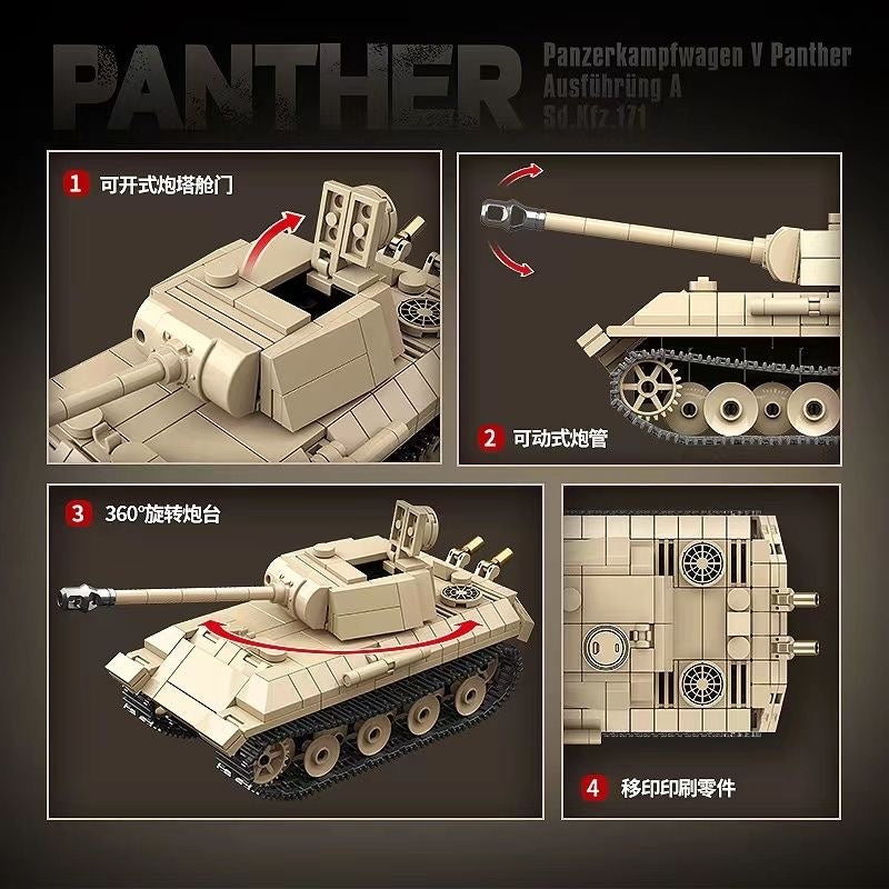 WW2 Military Panzer Panther Medium Tank