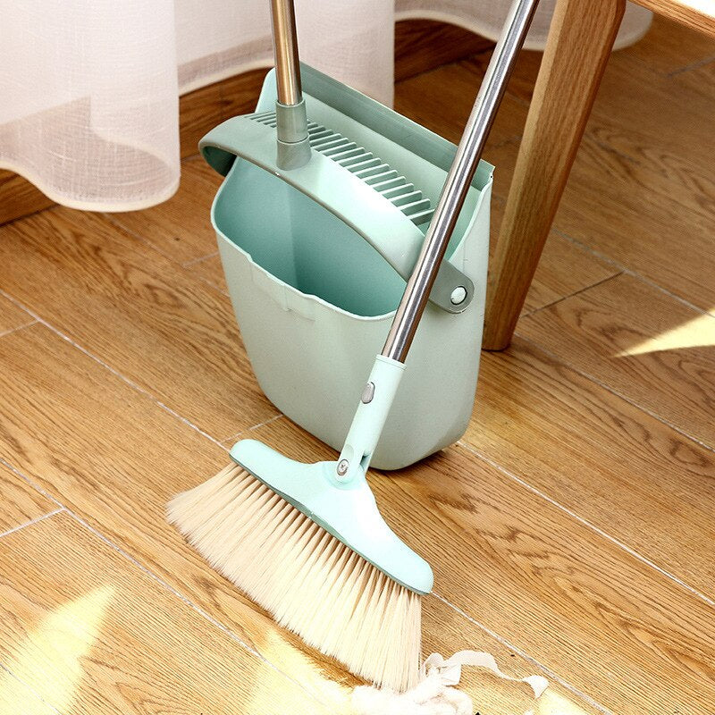 Broom Folding Dustpan Set Wiper Rubber House Cleaning