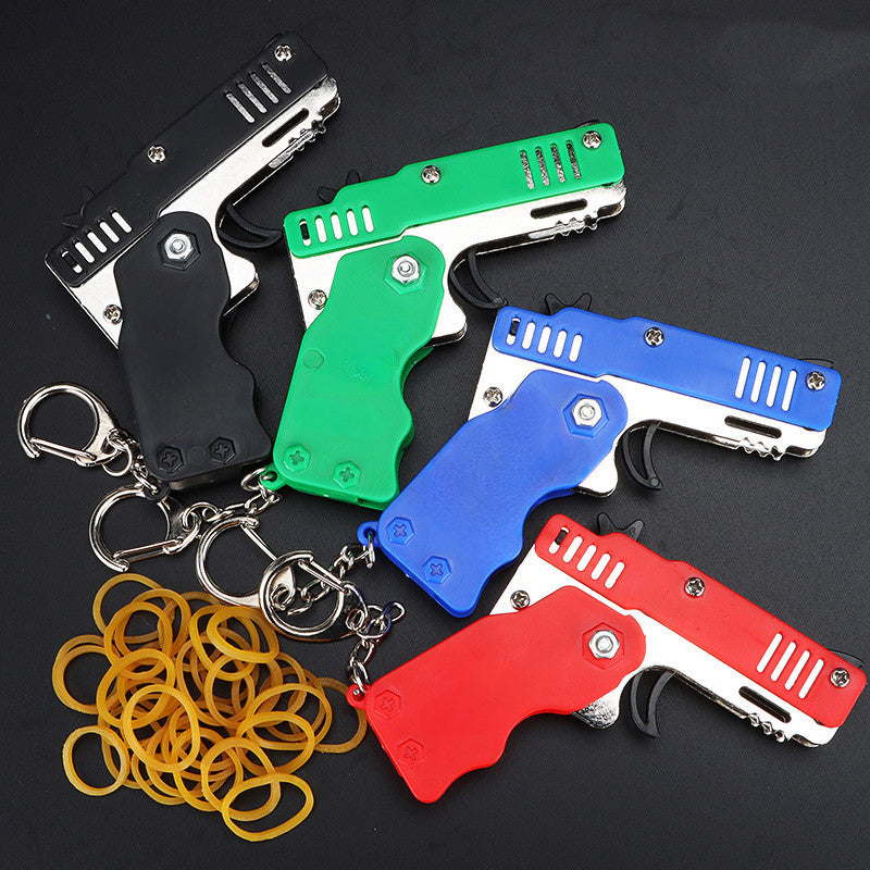 1PCS Mini Keychain Gun Rubber Band Gun