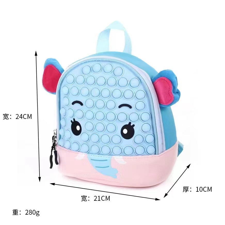 Animals Cartoon Pop Bubble School Backpack Fidget Toys