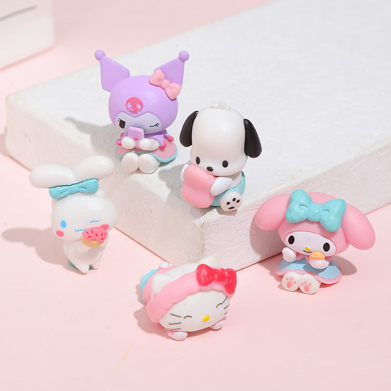 5Pcs/set Mini Sanrio Figuren Doll 3cm Hello Kitty Kuromi melody Cake