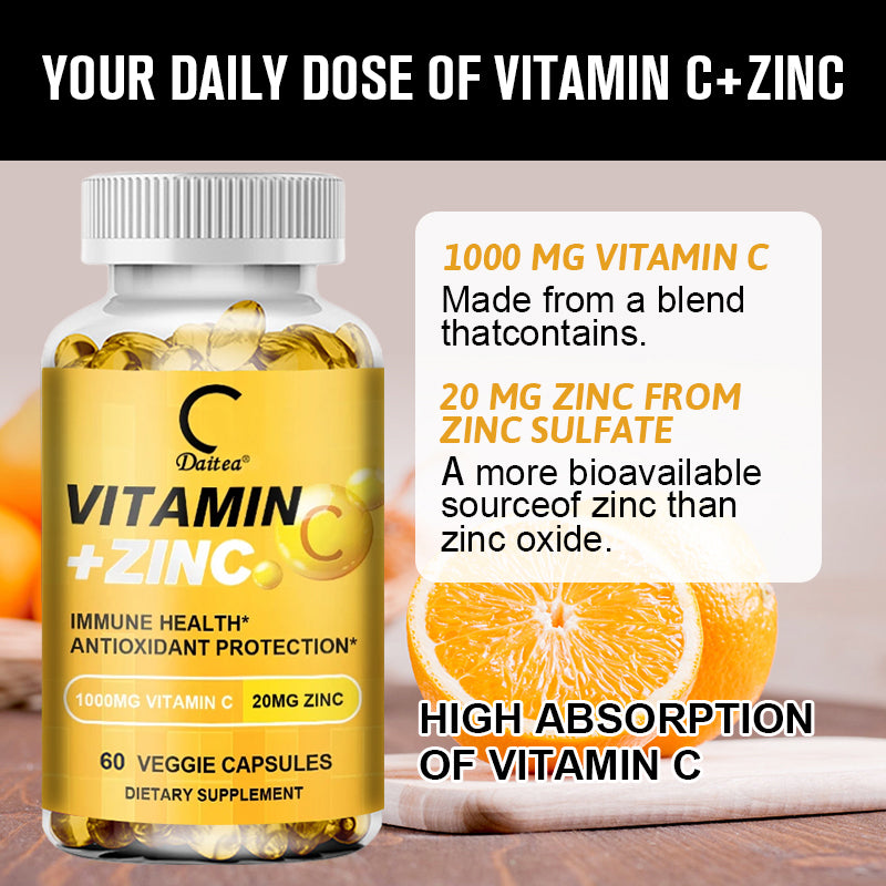 Organic Vitamin C 1000mg and Zinc 20mg Capsules