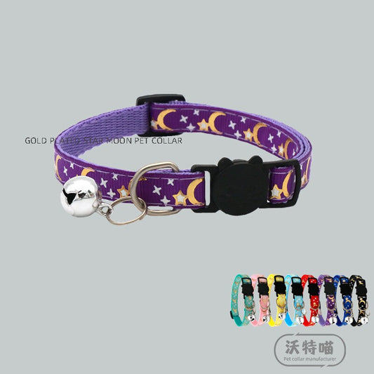 Cat Collar Pet Gold Plated Moon Star