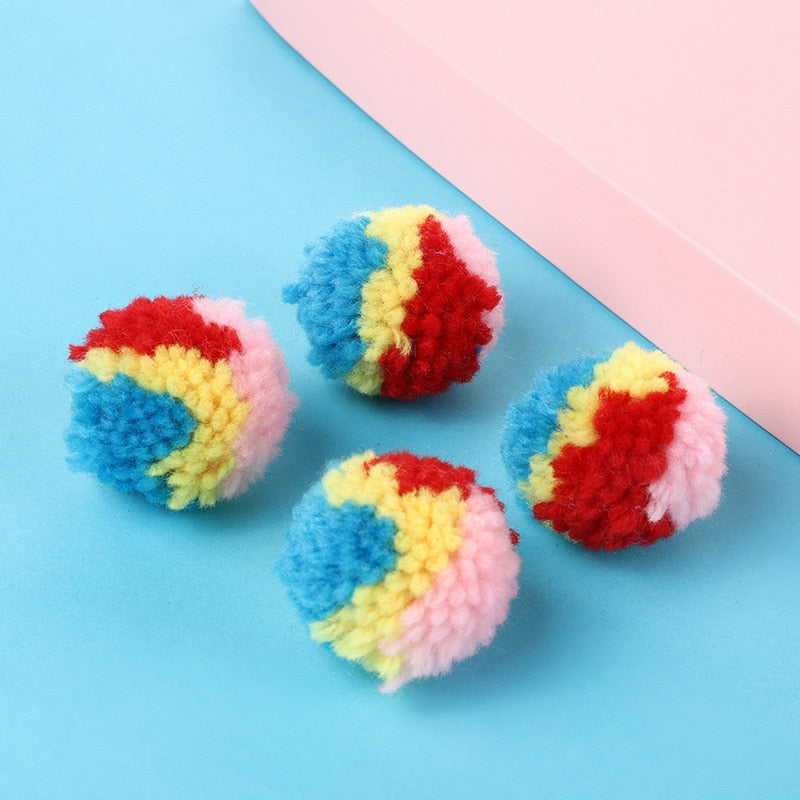 4Pcs Colours Plush Ball Cat Toy