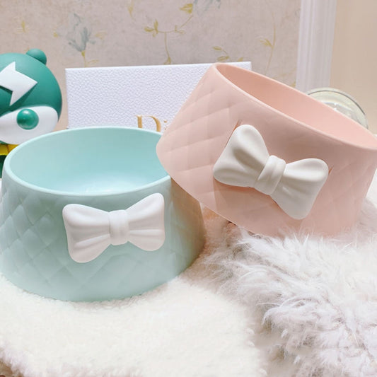 Pet Dog Food Bowls Lovely Bowknot