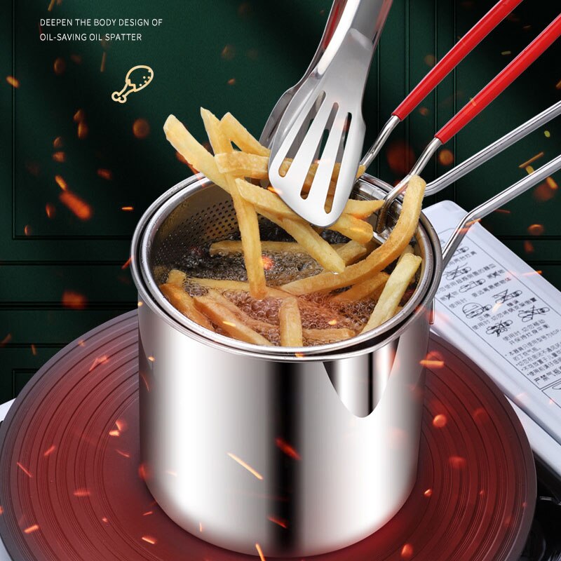 1200ML Deep Frying Pot 304 Stainless Steel