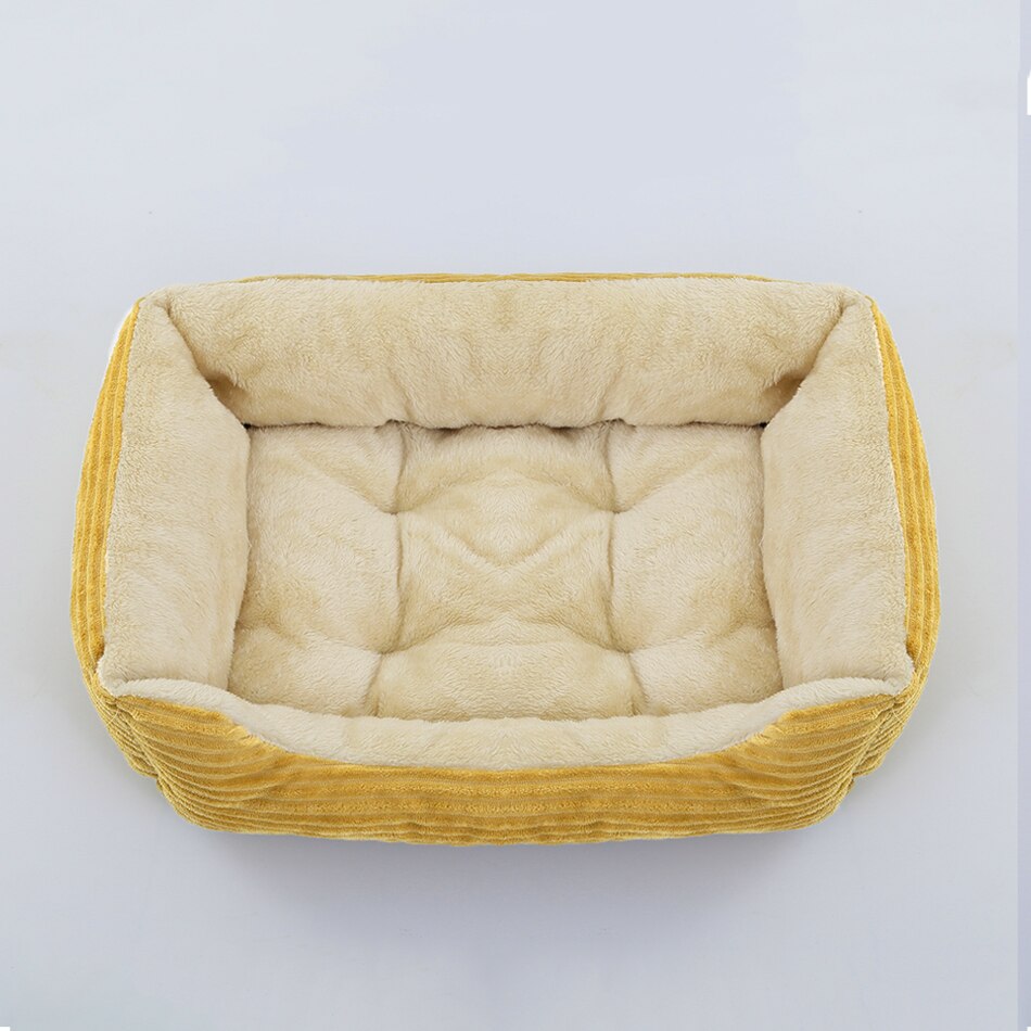 Pet Cat Dog Bed Cozy Square Plush Kennel Puppy Sofa