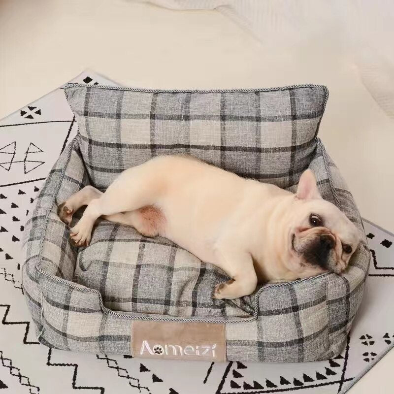 Square lattice Dog bed Detachable washable Pet Bed