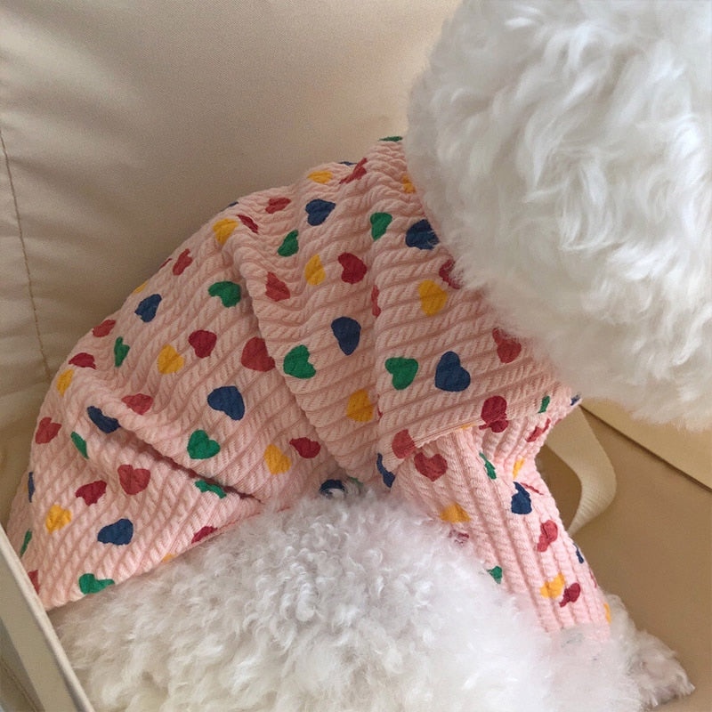 Leisure Pet Clothes Heart Print Dogs Pets Clothing