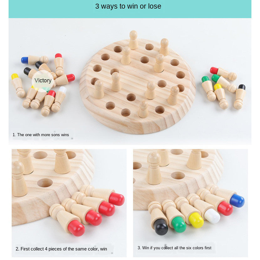 Wooden Memory Match Stick Chess Color Game Board