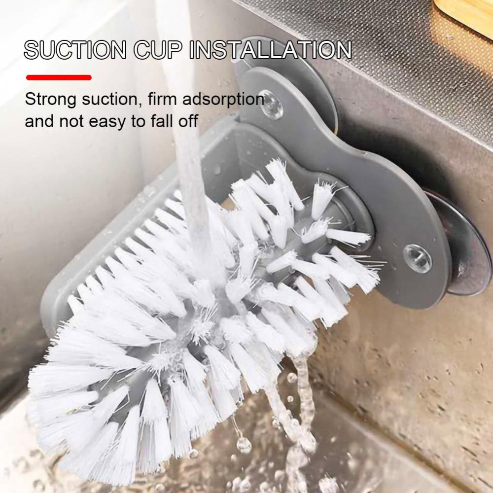 2 In 1 Cleaning Brush Cup Scrubber Suction Wall Lazy Bottles Brush