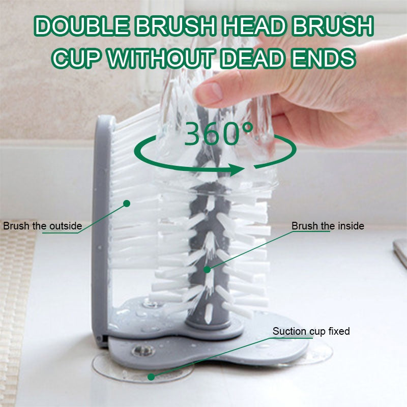 2 In 1 Cleaning Brush Cup Scrubber Suction Wall Lazy Bottles Brush