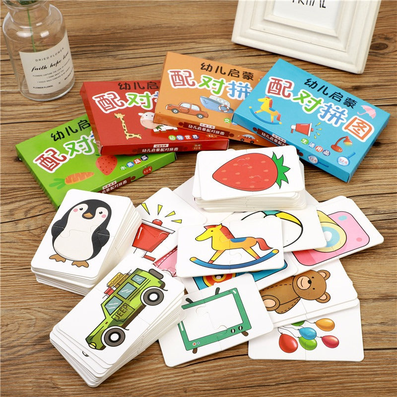 Animal Puzzle Matching Game for Kids: 32 Waterproof Cards