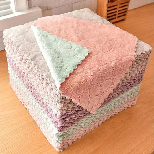 Double-layer Absorbent Microfiber Kitchen Dish Cloth