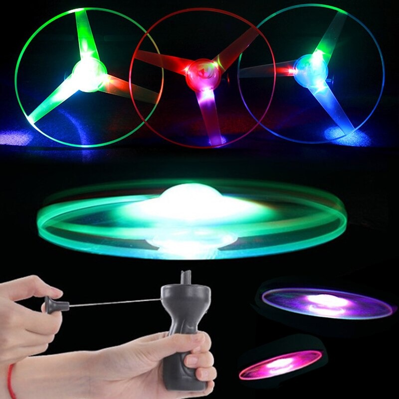 Luminous Pull Wire Flying Saucer Toys