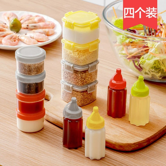 Seasoning box with four jam extrusion bottles